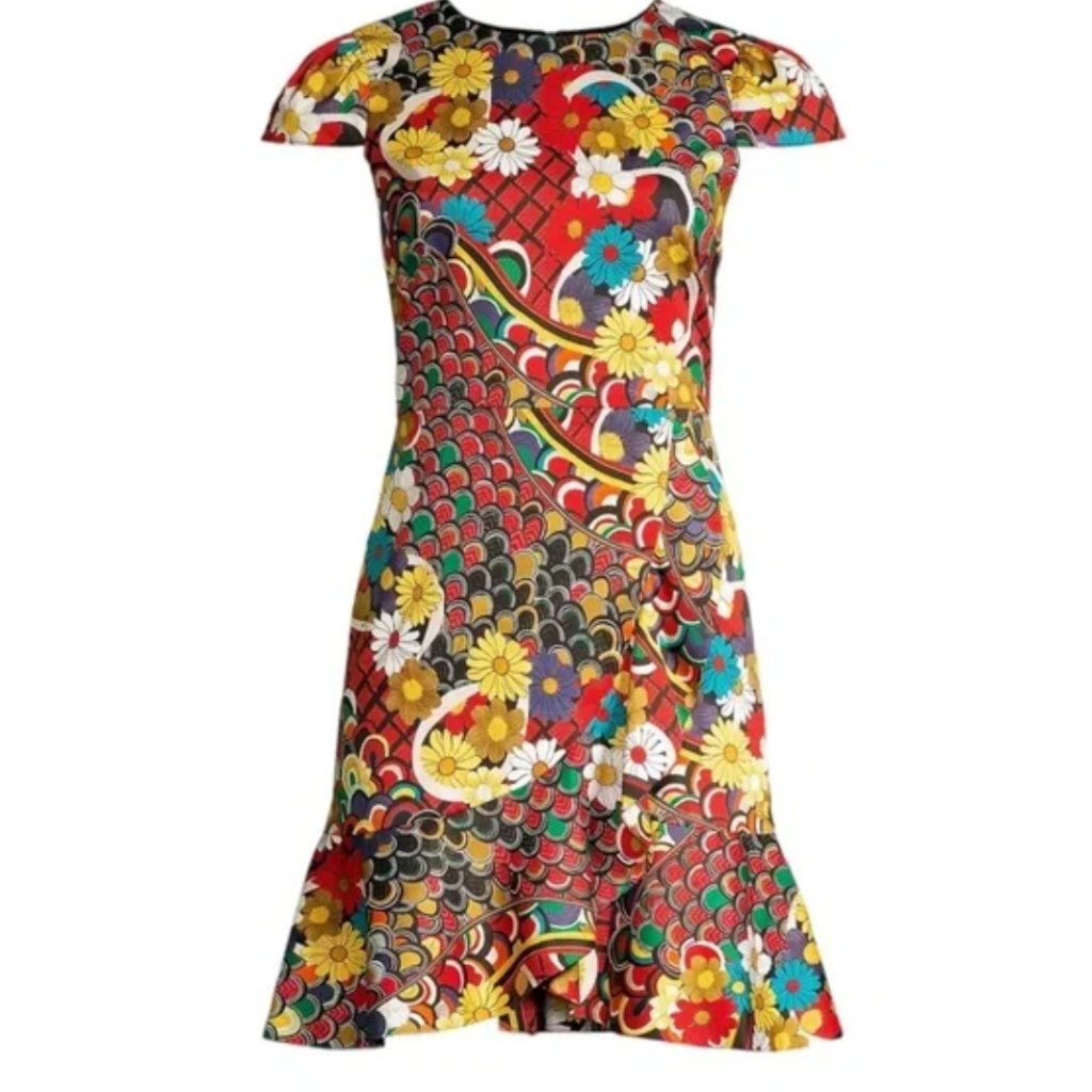 Alice + Olivia Kirby Ruffle Hem Dress, Size 4 Small